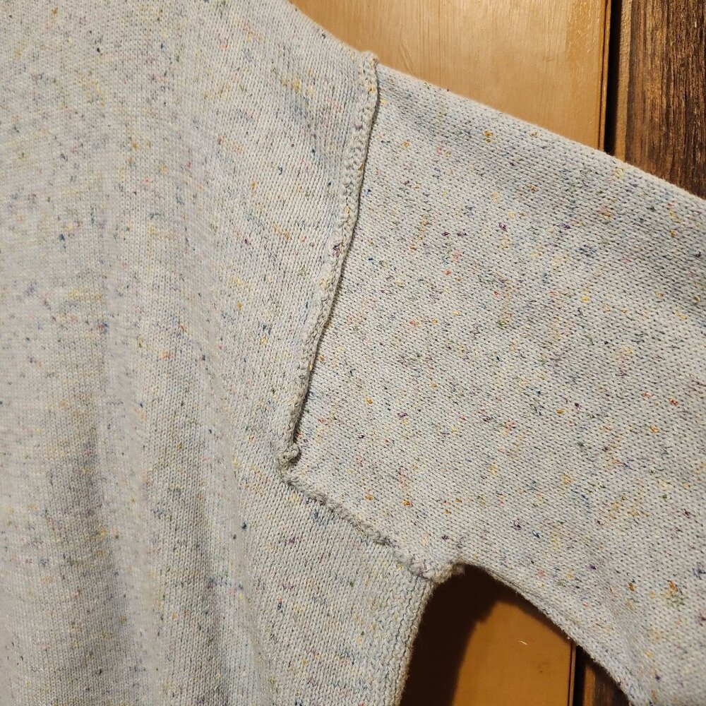 Evelyn Blue Womens Size Med Speckled Knit Sweater Distressed Hem Split Seam Blue - Picture 8 of 10